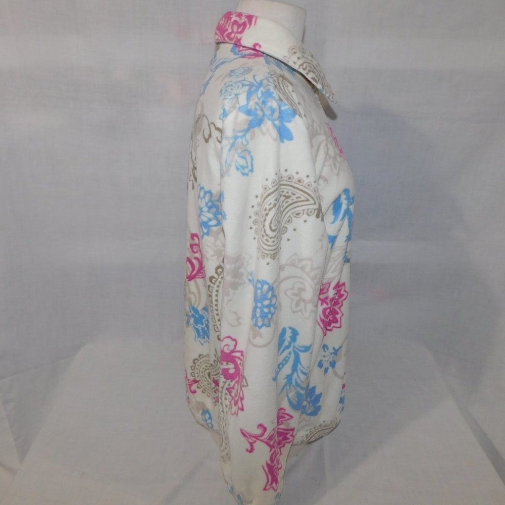 White Stag Paisley Floral Fleece Full Zip Jacket Cream Brown Pink Blue Womens L - Picture 8 of 11